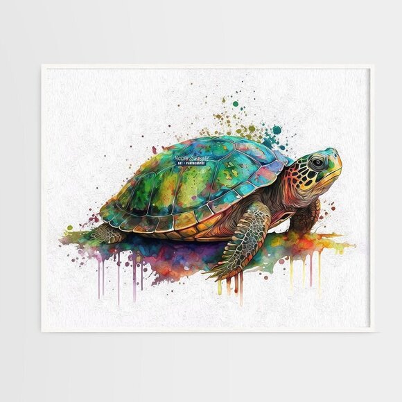 20x30 Painted Turtle Watercolor Oil Painting Wildlife Photography Print - Picture 5 of 5